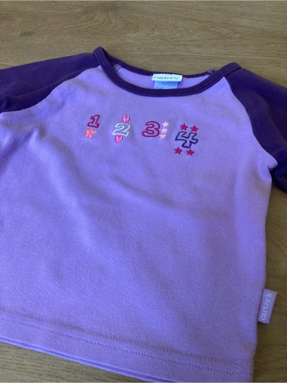 Carter's Y2K Lavender Body with Dark Purple Raglan Sleeve Baby Top